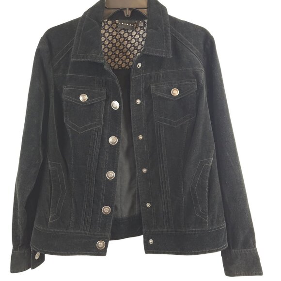 Womens Dark Academia Fall Layering Boho Y2K Western Fashion Black Denim Jacket S - Picture 8 of 15